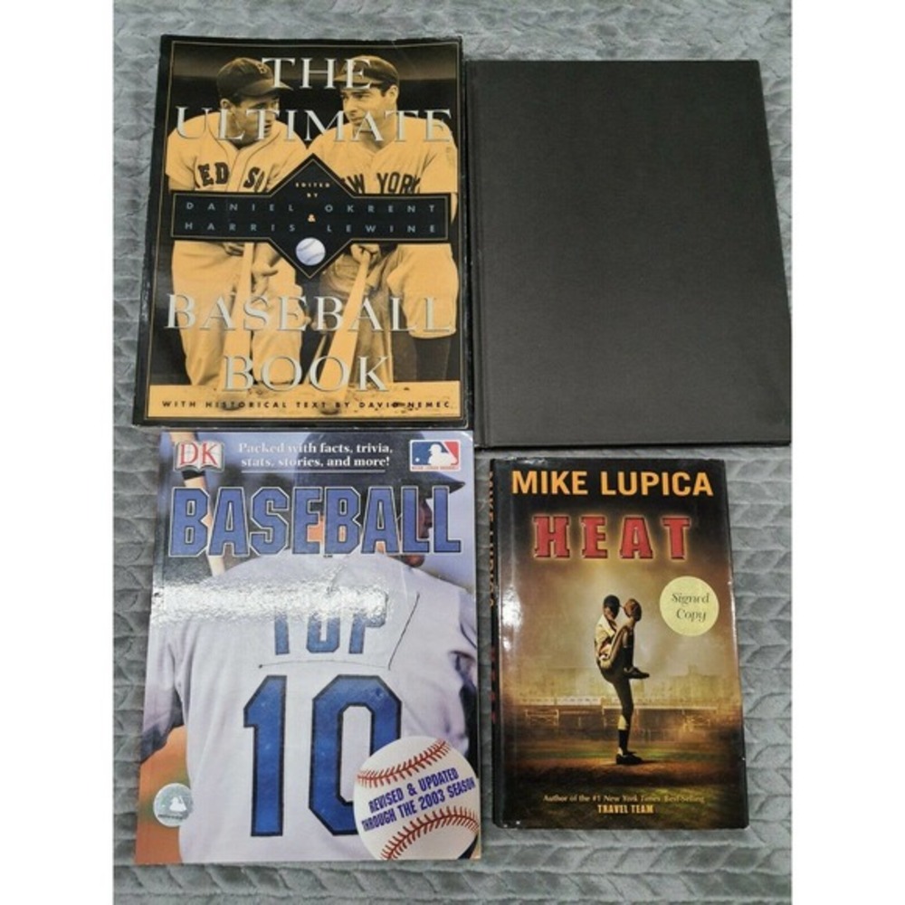 Lot of 4 Baseball Books: Mike Lupica Signed Autographed Heat Little‎ League
